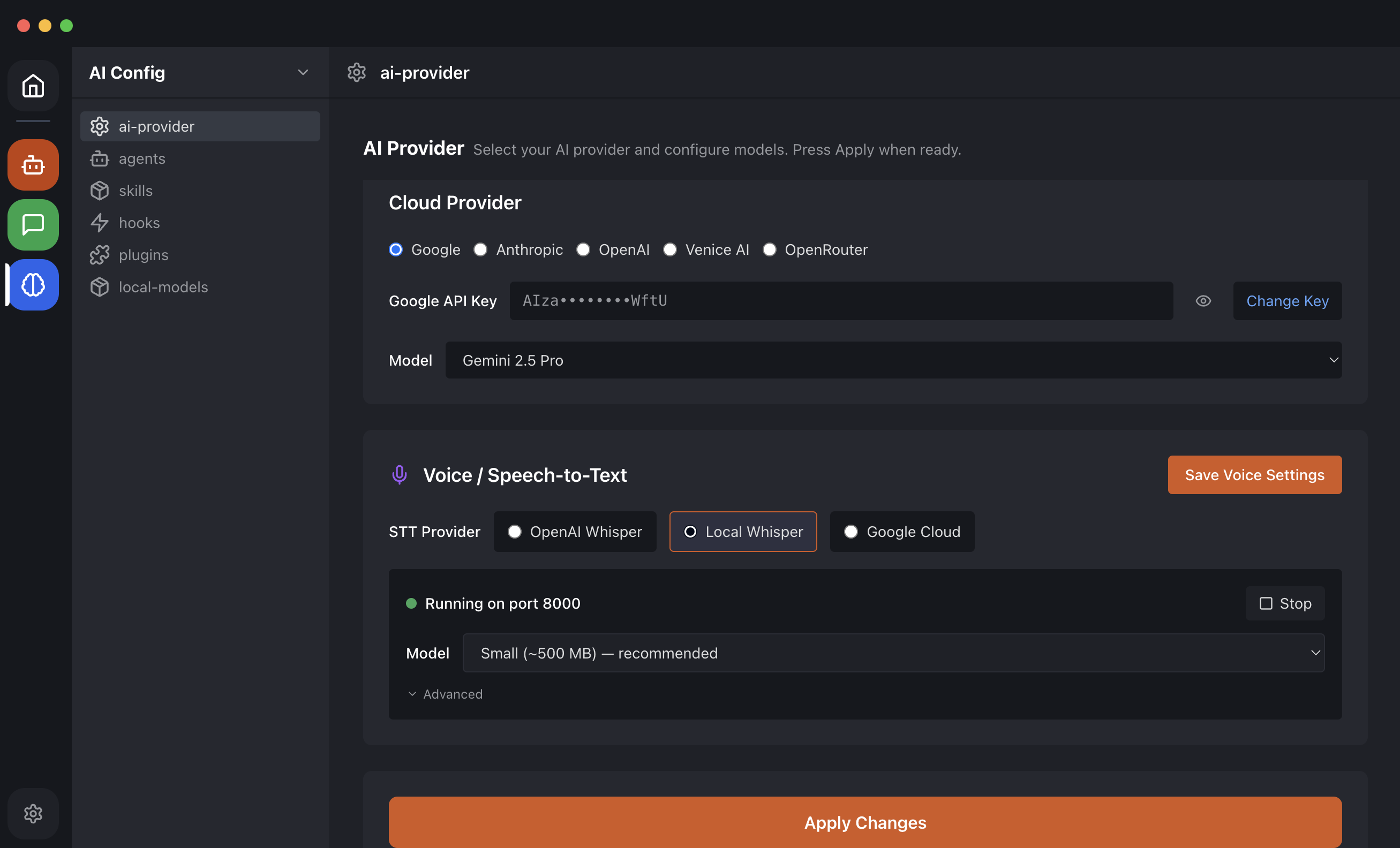 AI provider settings in OpenClaw Easy for Slack chatbot